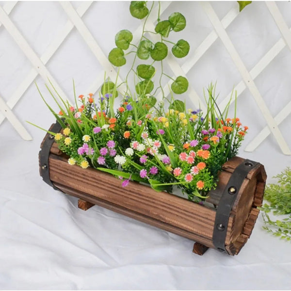 RusticBloom | Holz-Blumentopf | Vintage Pflanzgefäß für Sukkulenten & Mini-Pflanzen | Garten & Wohn-Deko | Naturlook