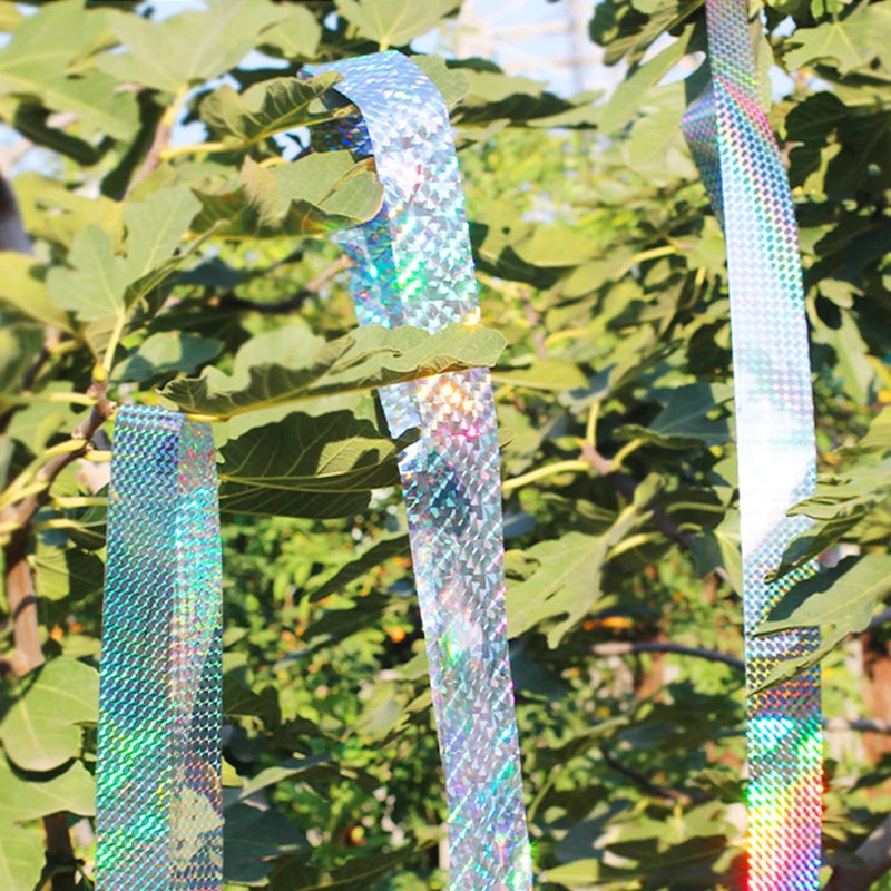 AgriGuard FlashWing Reflektierende Vogelschutz-Ribbon 80 m | Doppelseitig reflektierend | Wetterfest für Obstgarten & Feld