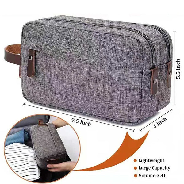Nylonéa Kulturbeutel Unisex | Wasserabweisend | Canvas-Design mit Ledergriff | Für Reise & Alltag
