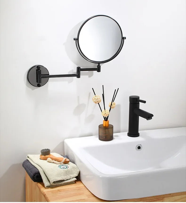 VisioLux Schminkspiegel | 8 Zoll Wandspiegel | Beidseitig & Vergrößerung | Aluminium Schwarz