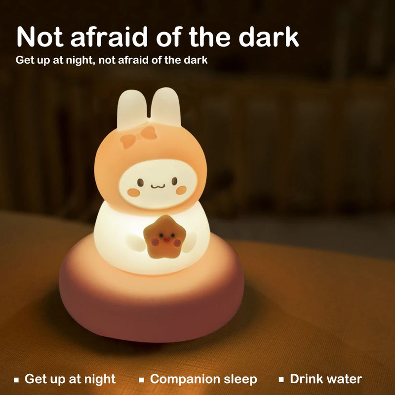 LumiPals LED Nachtlicht | Niedliches Tierdesign Schwein & Hase | Touch-Dimmung | USB-Wiederaufladbar