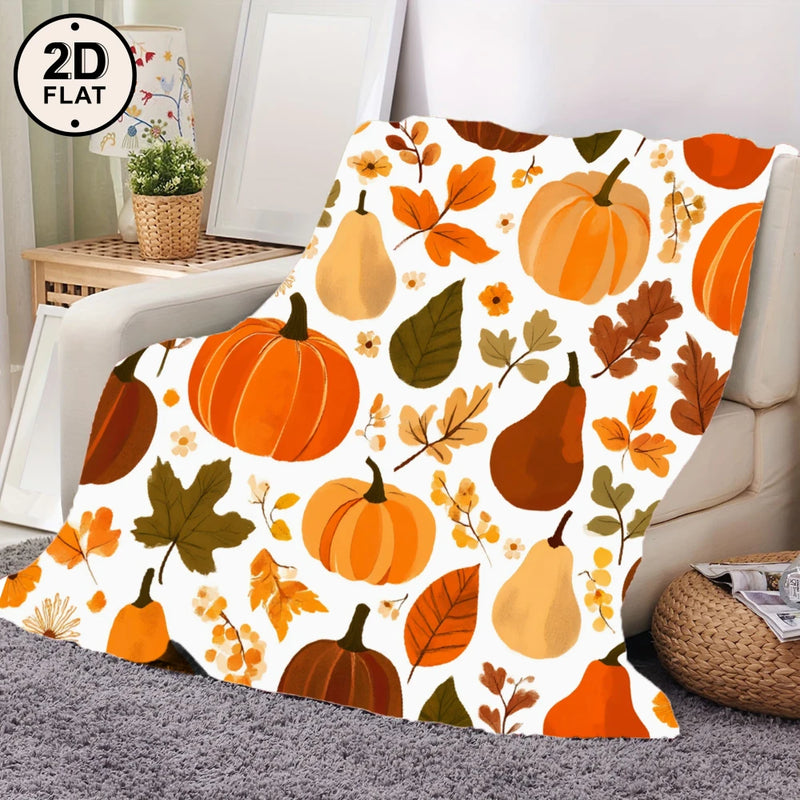 Flanell-Decke HarvestHug | Kürbis- & Blätter-Design | Kuschelig & Warm | Personalisierbar & Geschenkidee