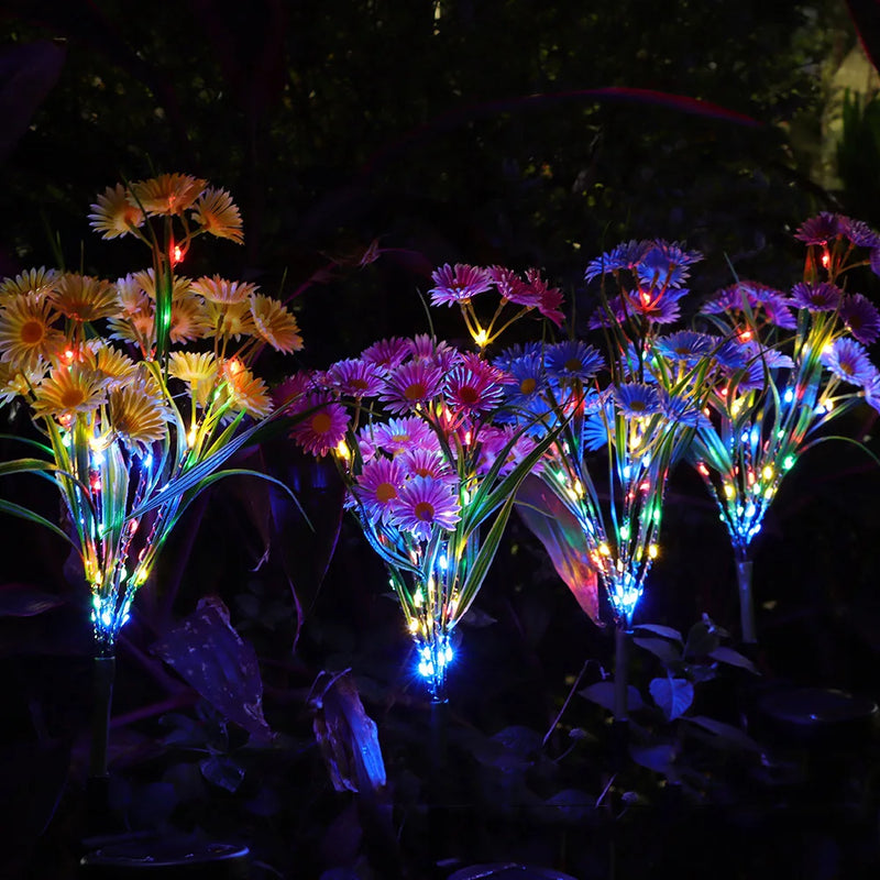 LumiFloris Solar Gartenleuchte Gänseblümchen | Wasserdichte LED Blumenleuchte für Außen | Automatische Deko-Solarleuchte für Garten & Balkon