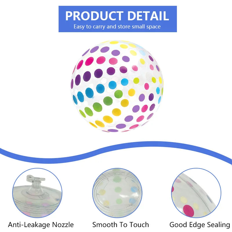 Somviva Aufblasbarer Strandball Transparent | Bunte Streifen | PVC Wasserball für Pool & Party | 27 cm
