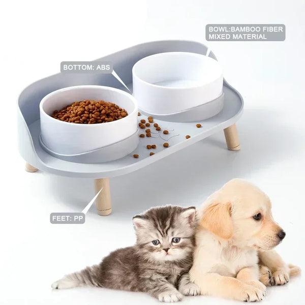 Mialuna Futternapf Doppelset für Katzen & Hunde | Höhenverstellbar & Ergonomisch | Auslaufsicher | ABS Kunststoff