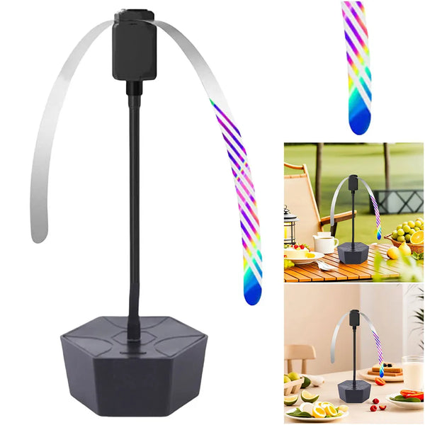 InsectoBreeze Fliegenabwehr Ventilator | Reflektierender Tischlüfter | USB & Batteriebetrieb | Für Picknick & BBQ | 17 × 11 cm