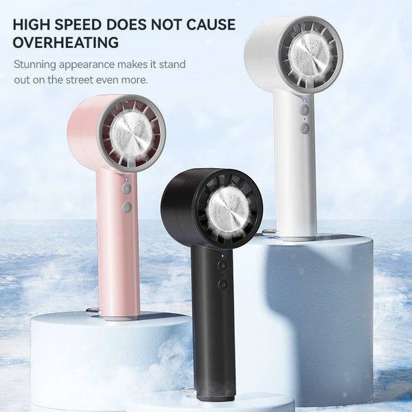 Brisano AirCool Mini Handventilator mit Kühlfunktion | 5 Geschwindigkeiten | LED-Display & USB-Aufladung | Leise & Tragbar | Für Reisen, Büro & Outdoor