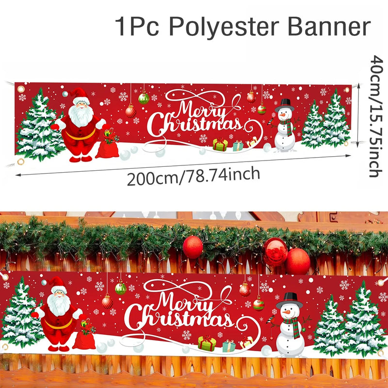 FestiJoy Weihnachts-Banner | Merry Christmas & Happy New Year 2025/2026 | Outdoor & Indoor Deko | Wetterfest & Wiederverwendbar