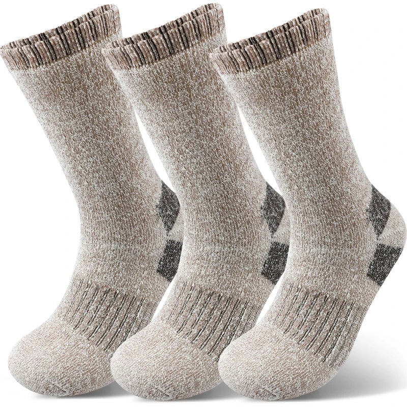 AlpenWool | 3 Paar Herren Winter-Socken | Extra Dick & Warm | Thermo-Wollsocken für Ski & Outdoor | Mid-Calf