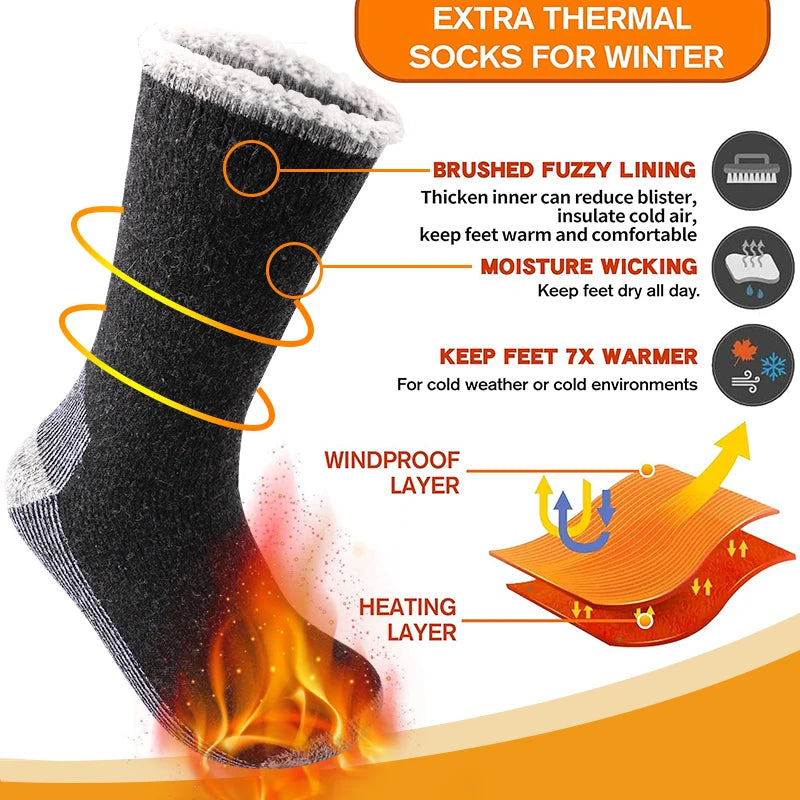 Merino Wollsocken Herren | Winter Thermo | 3er Pack | Frottee-Innenfutter & Mittel-Lang