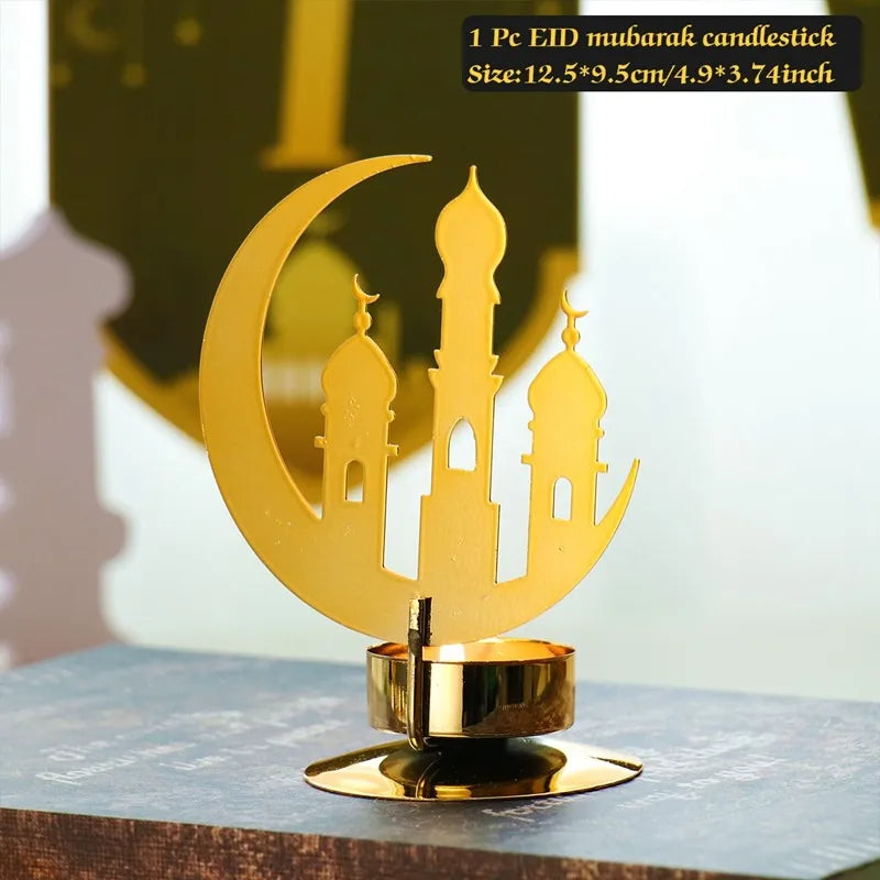 LumiNoor Ramadan Kerzenhalter | Mond-Design | Stimmungsvolle Deko | Metall