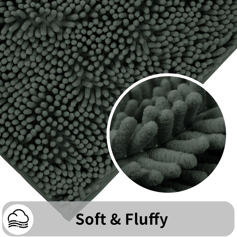 Aqualume | Toilettenvorleger U-Form | Super Saugfähige Chenille-Badematte | Rutschfest & Waschmaschinengeeignet | Weich & Komfortabel