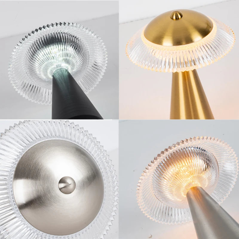 LED Tischlampe Aurelio | Touch-Steuerung & Stufenlos dimmbar | Wiederaufladbar | 3 Lichtfarben | Eisen & Acryl | 23 × 16 cm