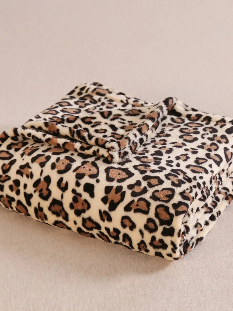 Leopardra Fleece Decke | Weich & Warm | Trendige Leopardenoptik | Beige