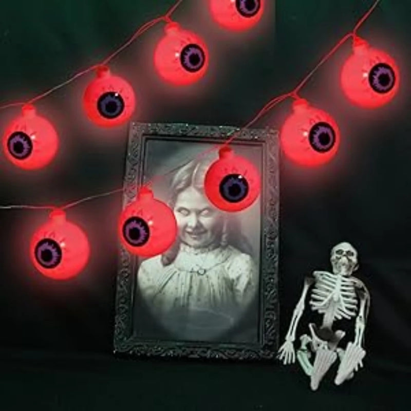 Halloween LED-Lichterkette CreepyEyes | 20 LED Augäpfel | Für Haus, Garten & Party