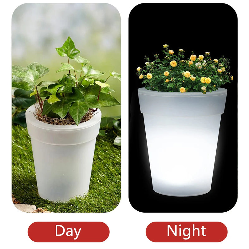 Florasun GlowPot Solar Blumentopf mit LED Beleuchtung | Leuchtender Pflanztopf für Garten & Balkon | Wasserdicht & Wiederaufladbar