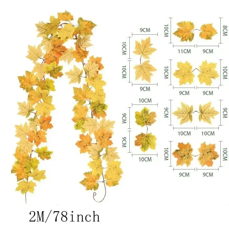 Aurelia Herbstgirlande | Künstlicher Ahornlaub-Kranz | 200 cm | Deko für Haus & Garten