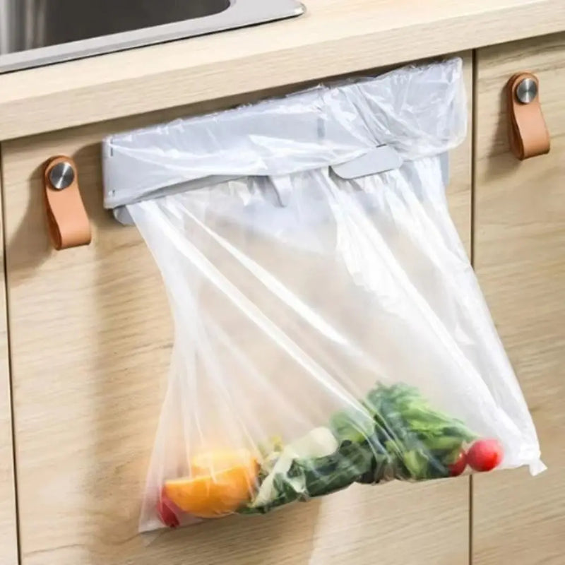 EcoFold Faltbarer Müllbeutelhalter | Kunststoff | Platzsparend & Stabil | 18,5×12,5×5,5 cm | Weiß/Grau