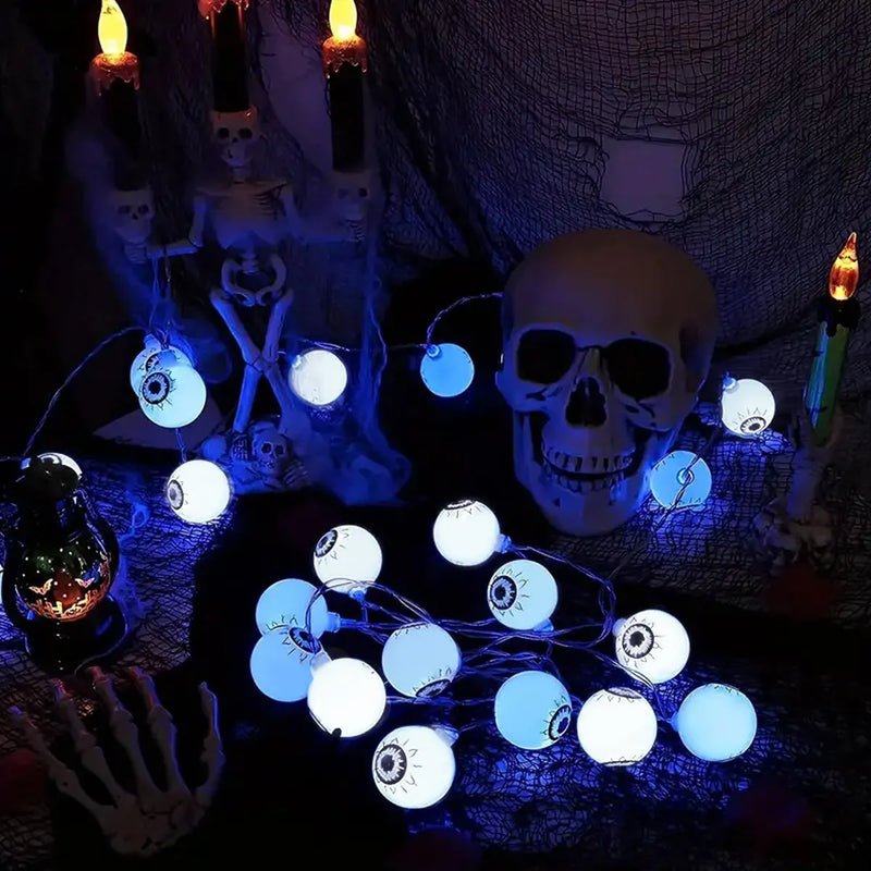 Halloween LED-Lichterkette CreepyEyes | 20 LED Augäpfel | Für Haus, Garten & Party