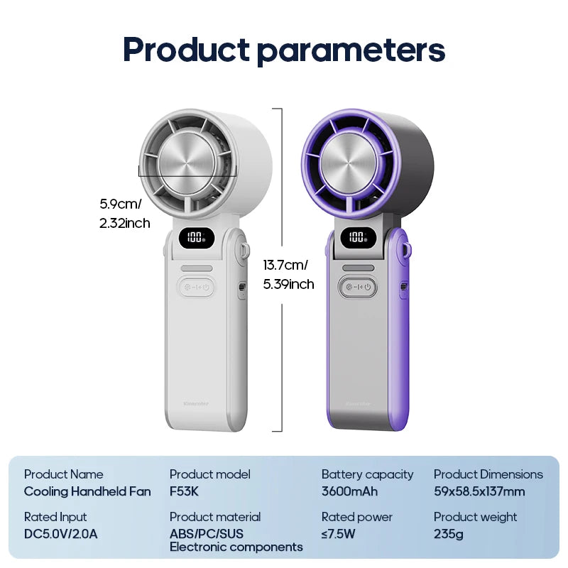 CoolityGo Handventilator mit Ice-Cool-Technologie | 100 Geschwindigkeitsstufen | 3600mAh Akku | Faltbar & Ultraleicht
