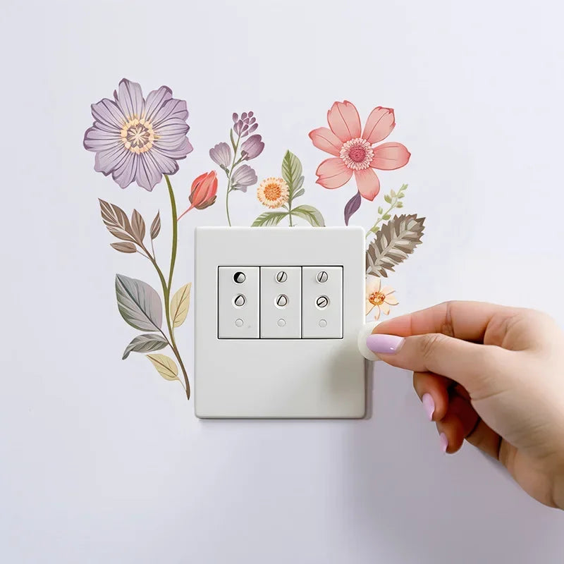 Wandsticker Decoflora SwitchBloom | Blumen-Schaltersticker aus PVC | Abnehmbar, wasserdicht & selbstklebend | Für Wohnzimmer, Bad & Schlafzimmer