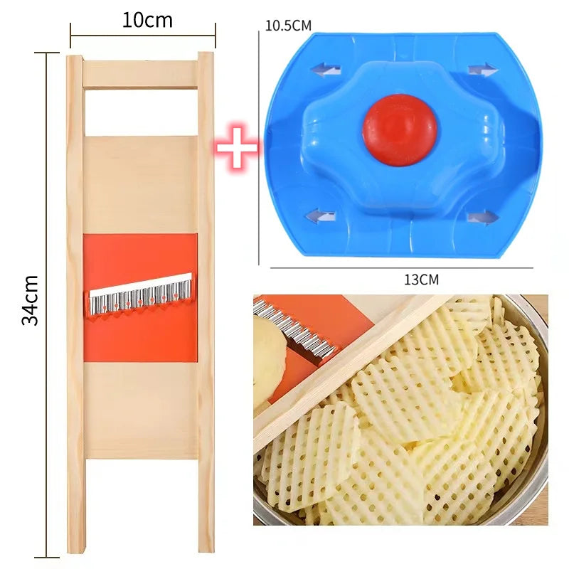 Gridello Kartoffelschneider | Edelstahl Gitter-Schneidegerät | Für Pommes, Chips & Gemüse | 34 cm Länge