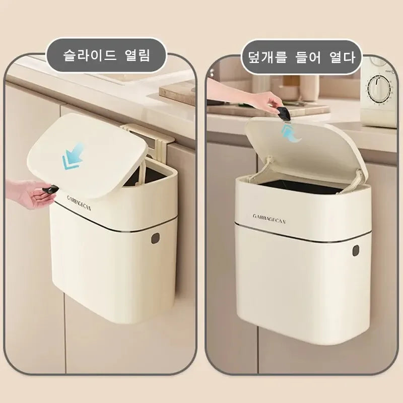 Hängender Mülleimer CleanFold SquareBin | Mit Klappdeckel & großer Kapazität | Für Bad, Küche & WC | 25,5 × 15 × 28,3 cm
