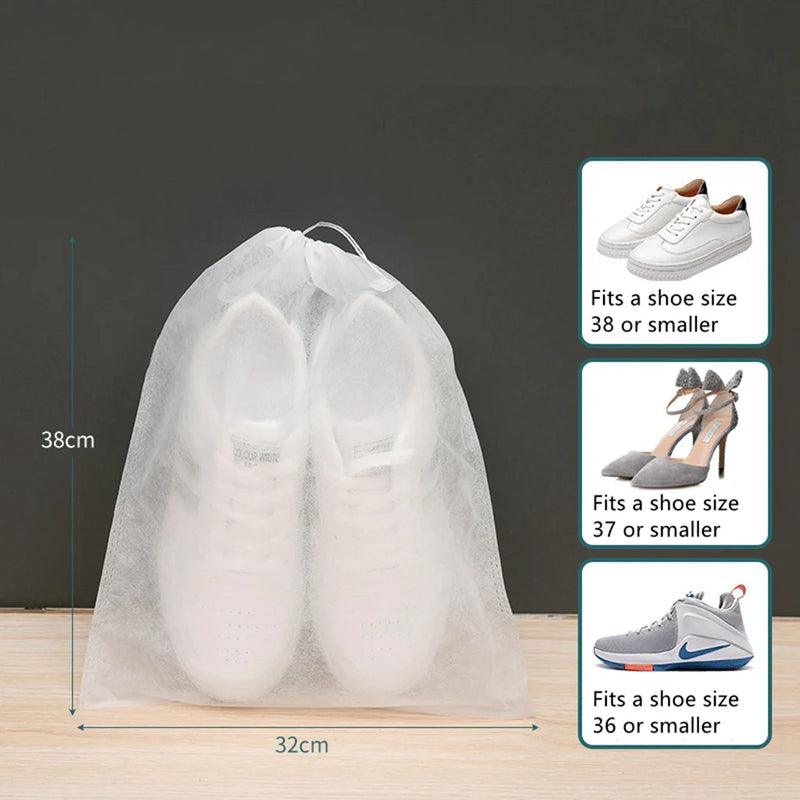 Travavo Schuh-Aufbewahrungsbeutel 10er Set | Mit Kordelzug | Für Reise & Schrank | Wasserabweisend & Atmungsaktiv