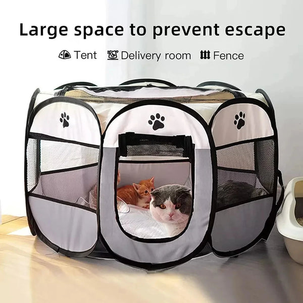 Pawvia Faltbares Katzenzelt | Tragbares Outdoor-Gehege für Katzen & kleine Hunde | Atmungsaktiv & Waschbar | 72×72×45 cm