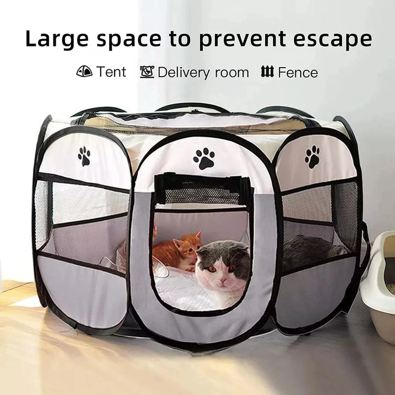 Pawvia Faltbares Katzenzelt | Tragbares Outdoor-Gehege für Katzen & kleine Hunde | Atmungsaktiv & Waschbar | 72×72×45 cm