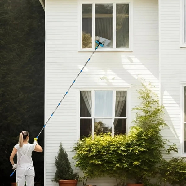 Fensterreiniger ClearView Pro | 2-in-1 Abzieher mit Teleskopstange | Edelstahl & Kunststoff | Wiederverwendbar