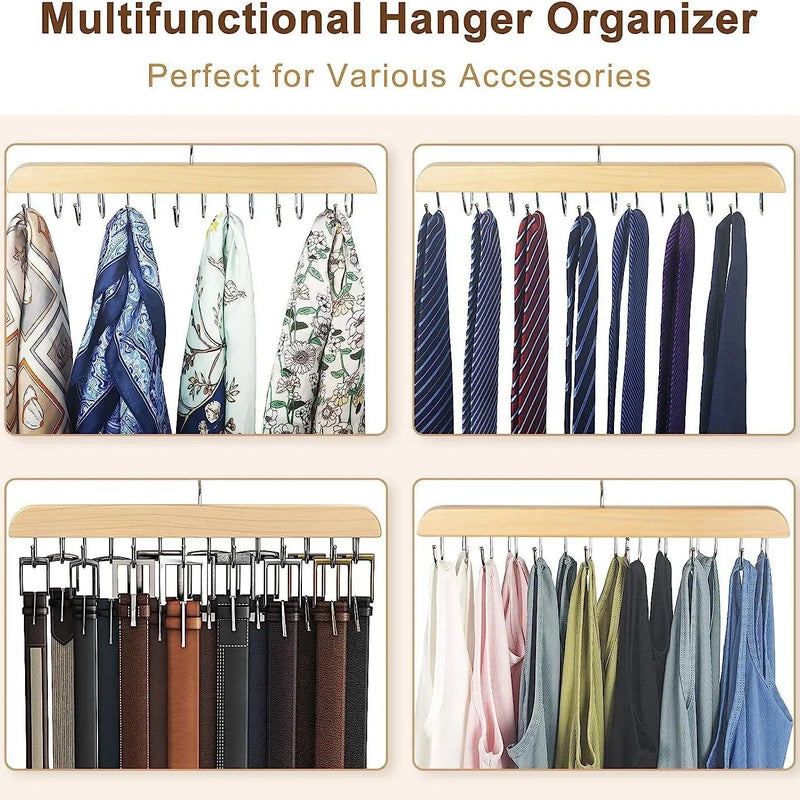 Hangurel Gürtel- & Schalhalter aus Holz | Platzsparender Kleiderschrank-Organizer | Für Gürtel, Krawatten & Accessoires