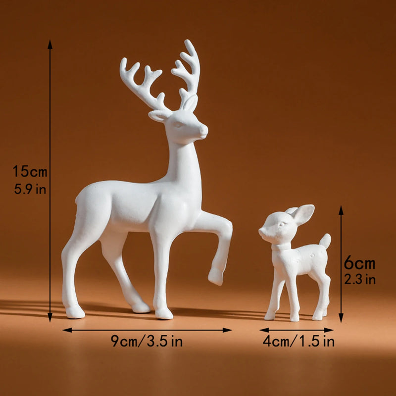 Dekofigur DeerHug | 2er-Set Hirsch & Rehkitz | Niedliche Skulpturen für Kinderzimmer & Weihnachten | Wohnaccessoire