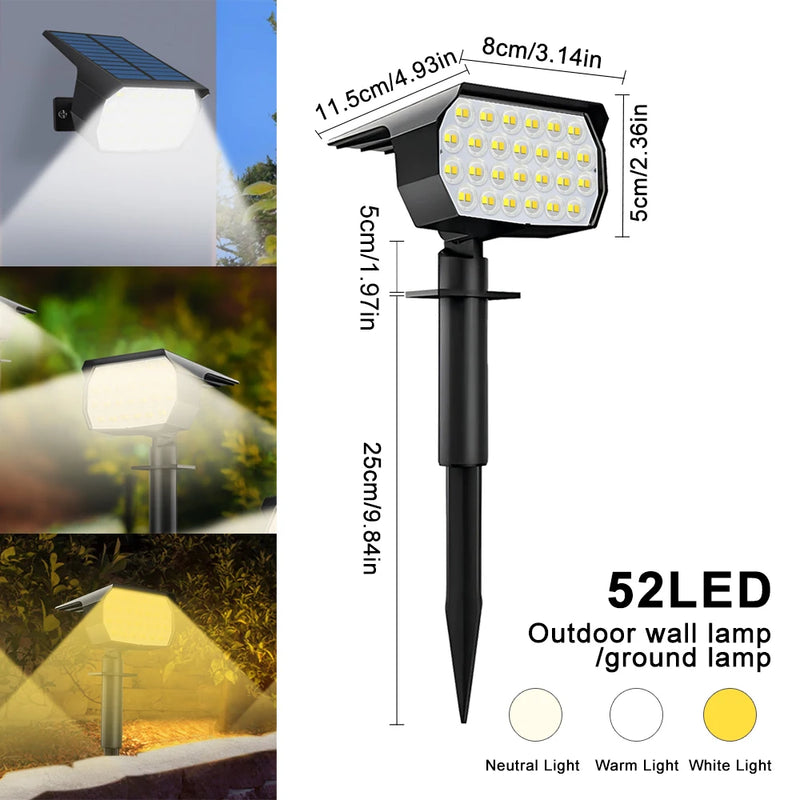 Solar-Spotlight LumiYard 92LED | 2-farbige Gartenbeleuchtung (Warm-/Kaltweiß) | IP65 Wasserdicht & Automatischer Dämmerungssensor