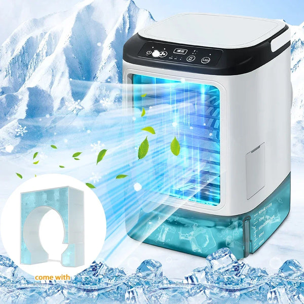 AerisGlow Breeze 900 Luftkühler mit Ultraschall-Vernebelung | 3-Stufen-Ventilator & Nachtlicht | Tragbar & Leise | 900 ml Wassertank für Büro & Zuhause