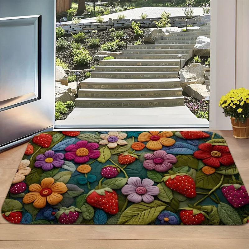 Florina 3D-Blumen Fußmatte | Kaschmirweiche Oberfläche | Rutschfest & Pflegeleicht | Für Bad & Eingang