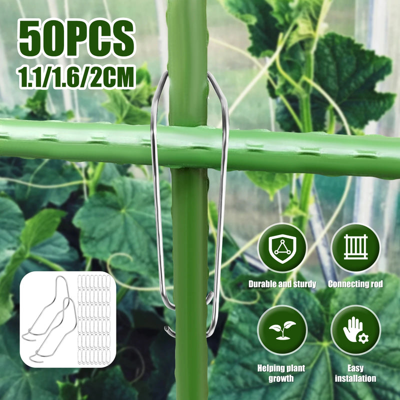 GrowLink Pflanzenstützverbinder | Stabil & Wiederverwendbar | Für 11/16/20mm Stangen | 50er Set