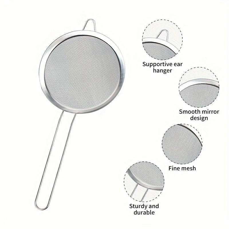 Edelstahl Küchensieb-Set ProSift MeshLine | 3-teilig | Feines Sieb für Mehl, Saft, Sojamilch & Pasta | 8/10/14 cm Durchmesser