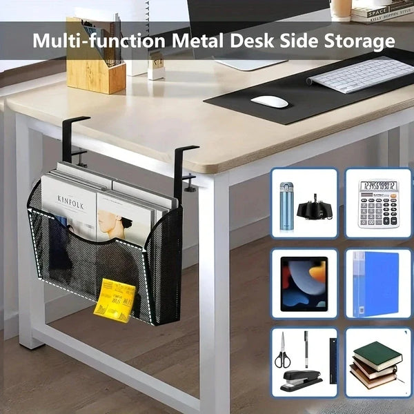 Schreibtisch-Schublade Clampix | Zum Anklemmen ohne Bohren | Seitlicher Aufbewahrungskorb aus Metall | 2 Größen | Für Büro & Homeoffice
