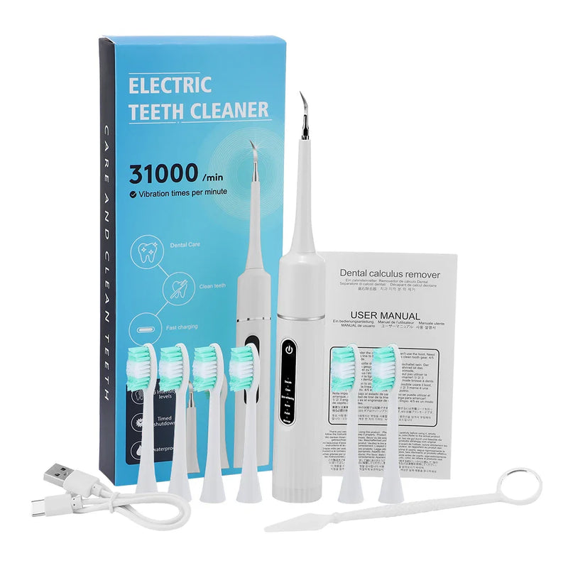 Elektrischer Zahnreiniger Brightic Smile 6-Stufen | Zahnaufhellung & Zahnsteinentferner | IPX6 Wasserdicht | USB-C | 21,5 cm