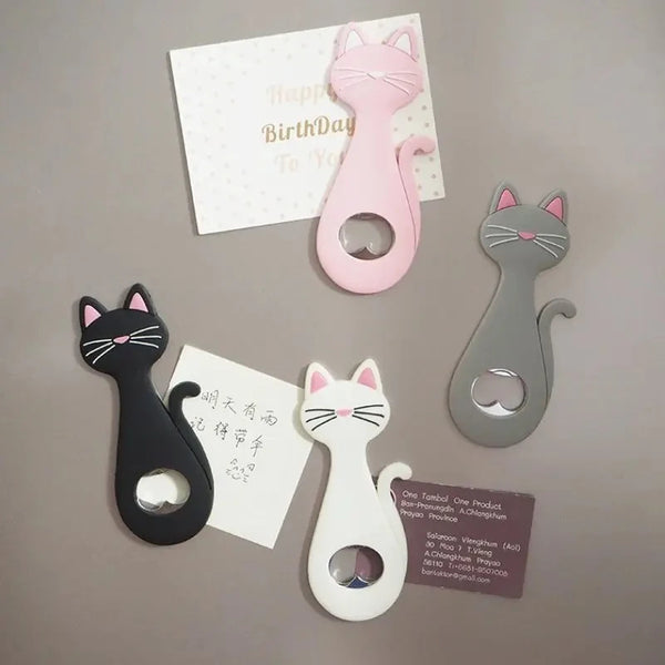Katzen-Flaschenöffner Miaubo | Magnetisch für Kühlschrank | Soft-Touch & Edelstahl | Witziges Küchen-Gadget & Geschenkidee