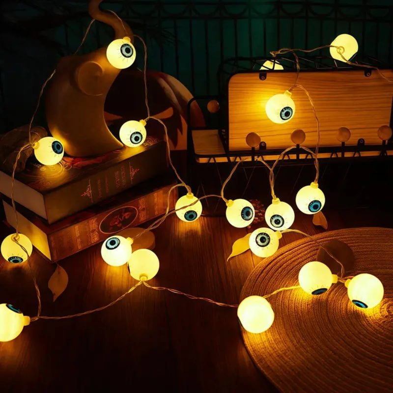 Halloween LED-Lichterkette CreepyEyes | 20 LED Augäpfel | Für Haus, Garten & Party