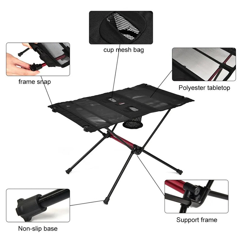 TrekNatura Klapptisch für Outdoor & Camping | Ultraleicht & Stabil | Aluminium | Inkl. Tragetasche