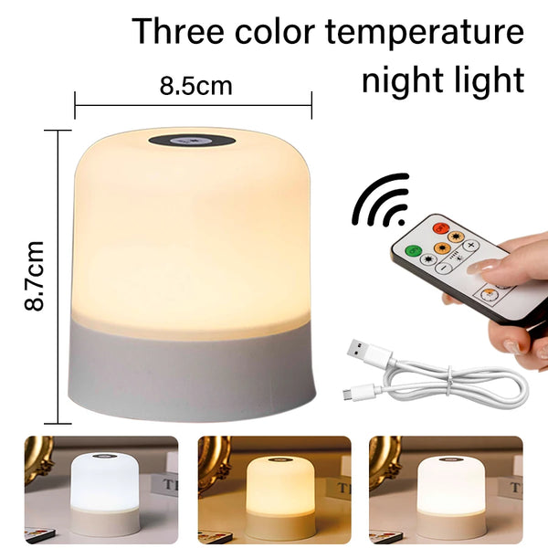 Nachttischlampe LumaGlow | 16 Farben RGB | Touch & Fernbedienung | Dimmbar & Wiederaufladbar