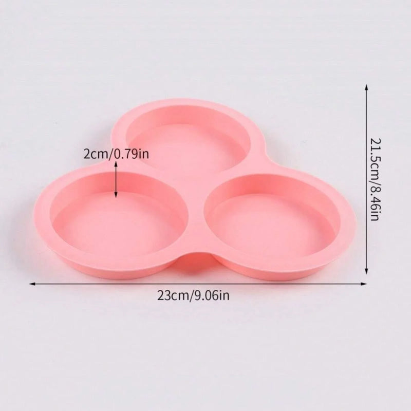 Bakevana Silikon Backform für Heißluftfritteuse | 3er Muldenform Rund | Antihaft Muffin- & Burgerbrötchenform | Backzubehör für DIY Backen