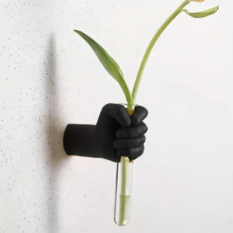 Decora | Wandvase Harz | Modern & Minimalistisch | 14 x 8 cm | Schwarz, Weiß, Silber, Orange, Gold