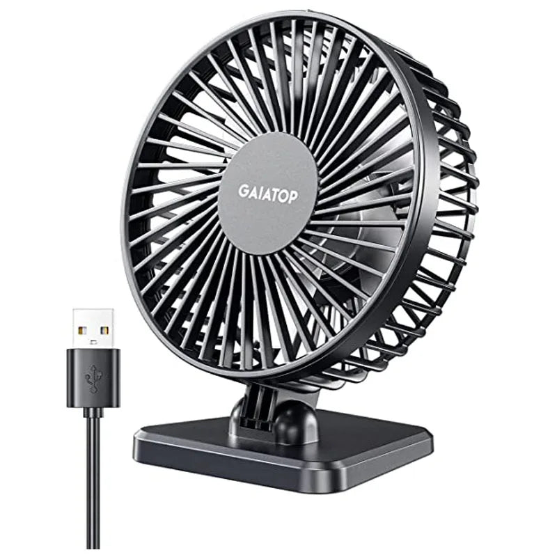 Brisano USB Tischventilator | 3 Geschwindigkeiten | Kompakt & Leise | Ideal für Büro, Auto & Reisen