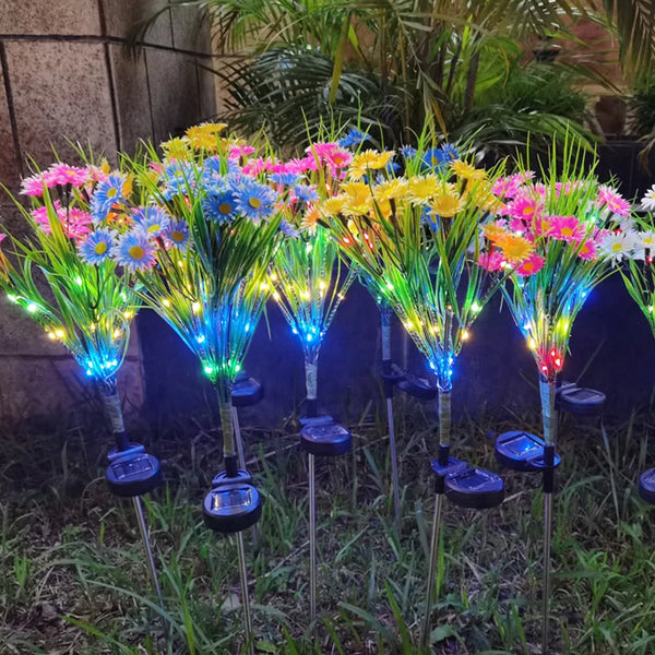 LumiFloris Solar Gartenleuchte Gänseblümchen | Wasserdichte LED Blumenleuchte für Außen | Automatische Deko-Solarleuchte für Garten & Balkon