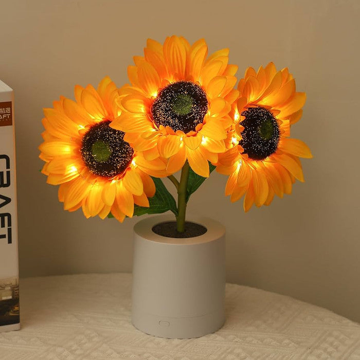 Zonnea LED Tischlampe | Sonnenblumendesign | Warme Stimmungsbeleuchtung | Energiesparend & Dekorativ