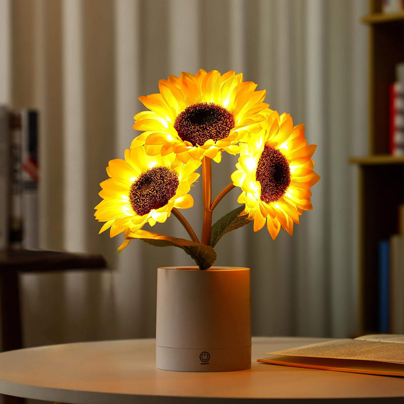 Zonnea LED Tischlampe | Sonnenblumendesign | Warme Stimmungsbeleuchtung | Energiesparend & Dekorativ